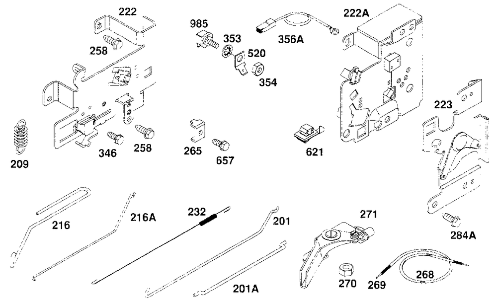 Controls Diagram and Parts List for 257702-4005-XX  Briggs and Stratton Engine